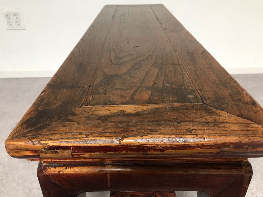 JUST ADDED - Vintage Chinese Wooden Bench 42W X 12D X 19.5H [Photo 11]