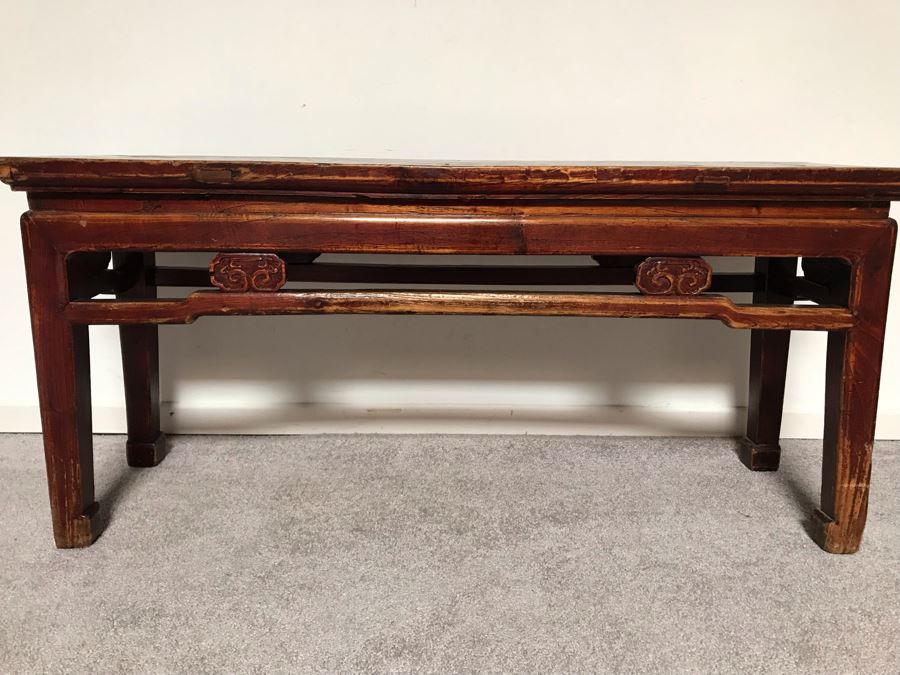 Just Added - Vintage Chinese Wooden Bench 42w X 12d X 19.5h