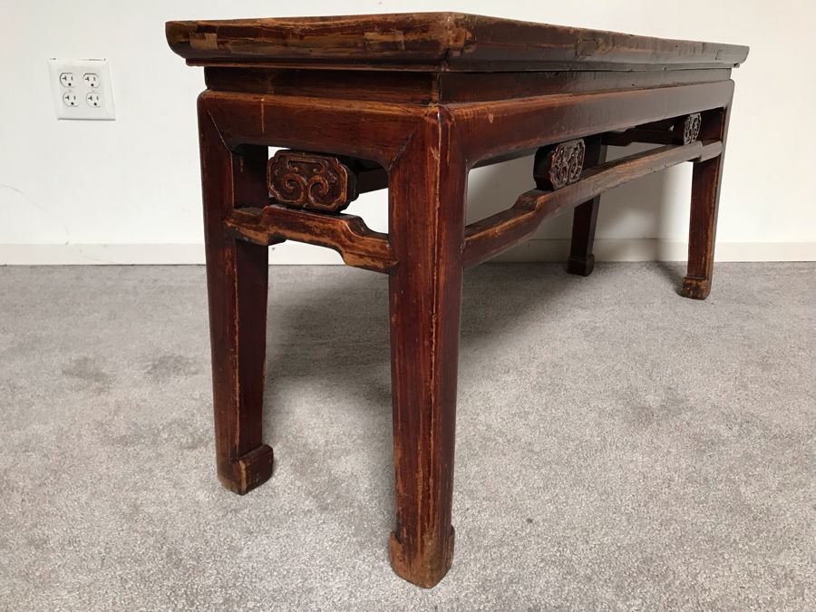 JUST ADDED - Vintage Chinese Wooden Bench 42W X 12D X 19.5H [Photo 9]