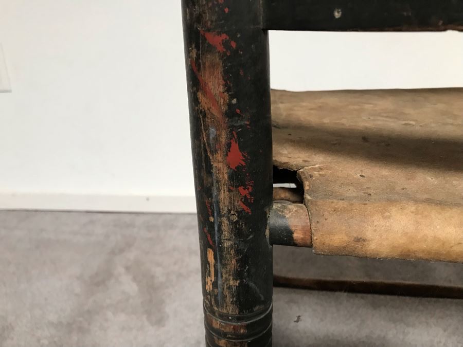 JUST ADDED - Primitive Wooden Childs Leather Hide Seat Chair [Photo 10]