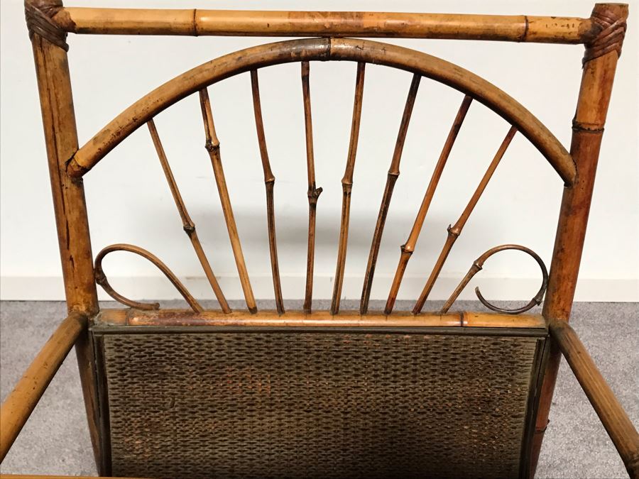JUST ADDED - Vintage Rattan Magazine Rack 18W X 11D X 23H [Photo 4]