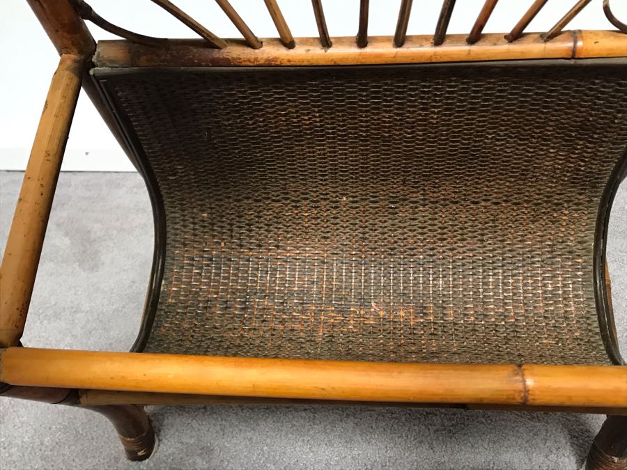 JUST ADDED - Vintage Rattan Magazine Rack 18W X 11D X 23H [Photo 6]