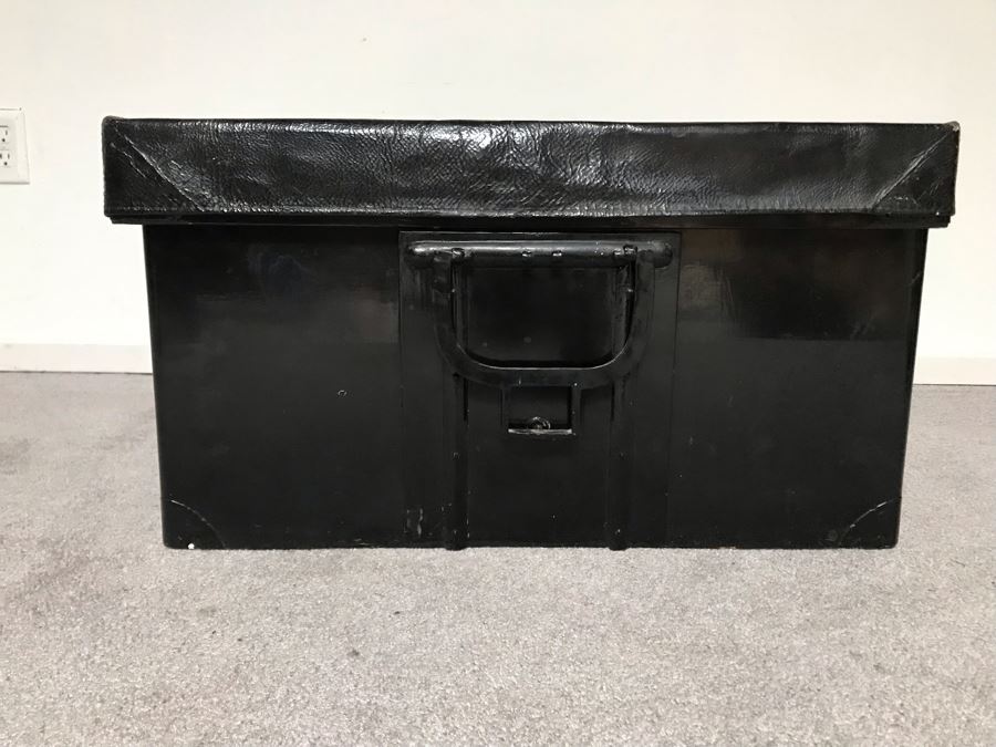 JUST ADDED - Vintage Black Lacquer Wooden Asian Chest 26W X 17D X 14H [Photo 1]