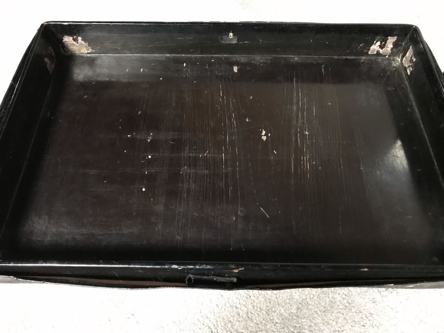 JUST ADDED - Vintage Black Lacquer Wooden Asian Chest 26W X 17D X 14H [Photo 11]