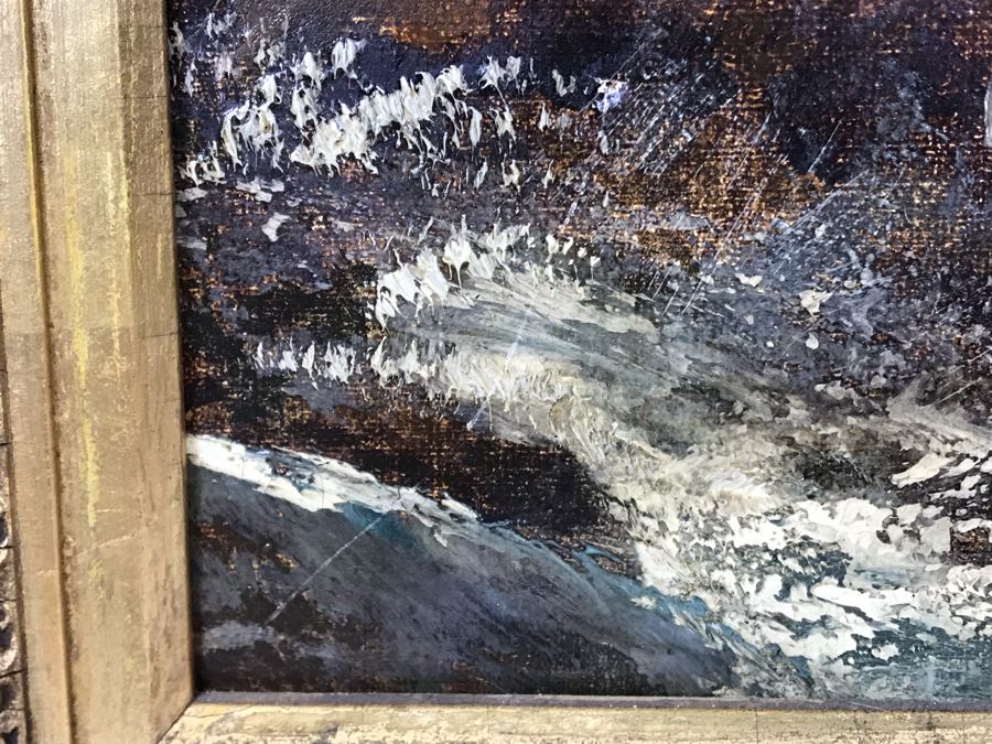 JUST ADDED - Original Antique Painting Of Highlands Sheep Unsigned Appears To Be Same Artist As Adjacent Painting In Antique Gilded Frame 10 X 12 [Photo 11]