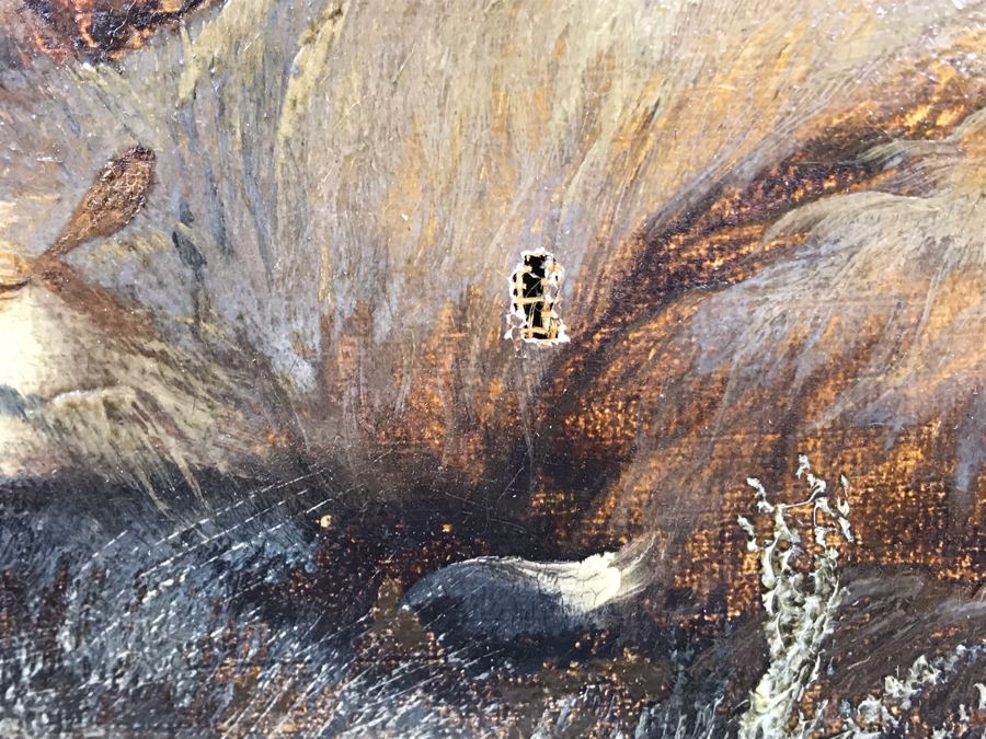 JUST ADDED - Original Antique Painting Of Highlands Sheep Unsigned Appears To Be Same Artist As Adjacent Painting In Antique Gilded Frame 10 X 12 [Photo 10]