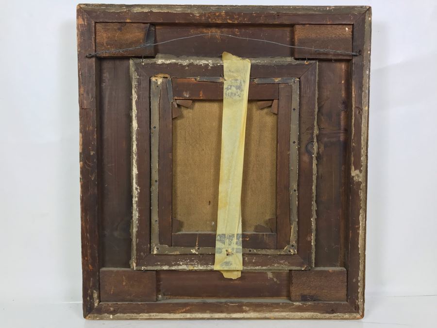 JUST ADDED - Original Antique Painting Of Highlands Sheep Unsigned Appears To Be Same Artist As Adjacent Painting In Antique Gilded Frame 10 X 12 [Photo 13]