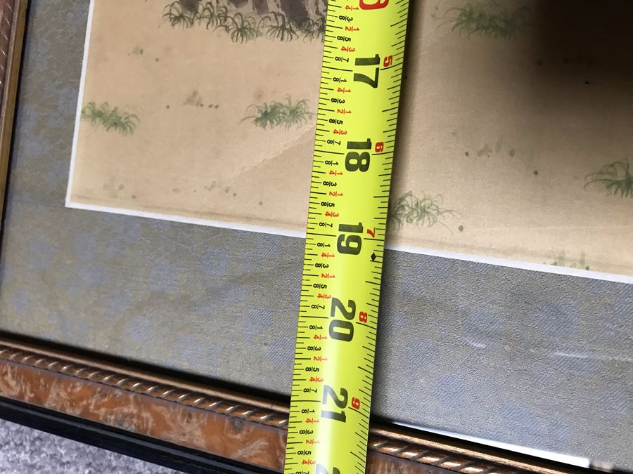 JUST ADDED - Vintage Original Asian Signed Framed Silk Scroll Painting 9W X 19H [Photo 12]