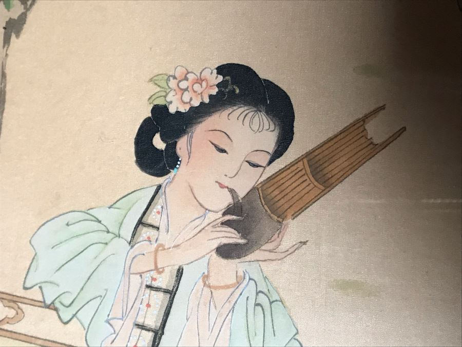 JUST ADDED - Vintage Original Asian Signed Framed Silk Scroll Painting 9W X 19H [Photo 8]