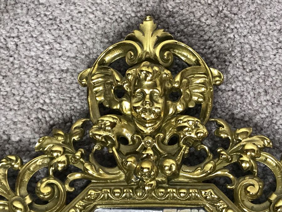 JUST ADDED - Vintage Brass Beveled Glass Wall Mirror With Candelabra 24H X 6D X 13W [Photo 16]