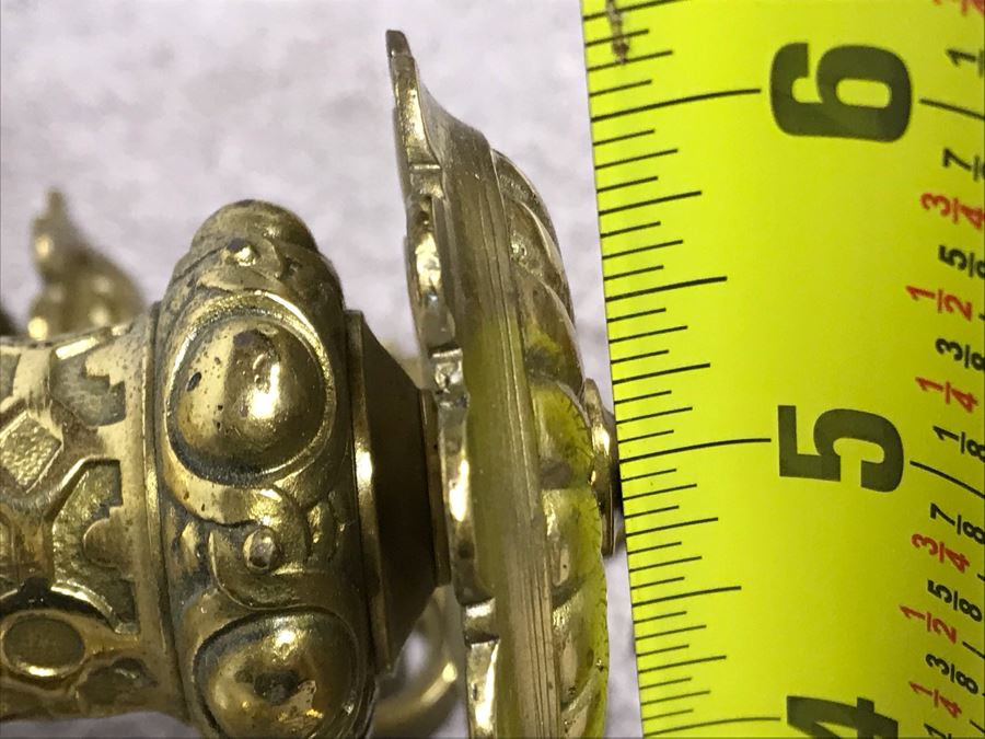 JUST ADDED - Vintage Brass Beveled Glass Wall Mirror With Candelabra 24H X 6D X 13W [Photo 18]