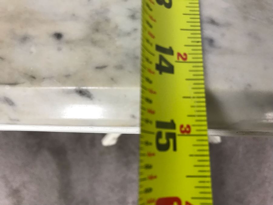 JUST ADDED - Vintage Shabby Chic Painted White Wooden Side Table With White Marble Top 21W X 14.5D X 27.5H [Photo 9]