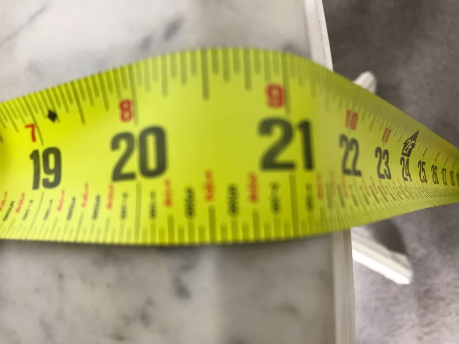 JUST ADDED - Vintage Shabby Chic Painted White Wooden Side Table With White Marble Top 21W X 14.5D X 27.5H [Photo 8]