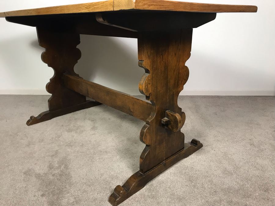 JUST ADDED - Vintage British Oak Table Desk With CC41 Board Of Trade's Utility Logo 53.5W X 27D X 29H [Photo 8]