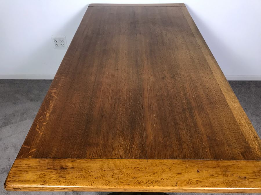JUST ADDED - Vintage British Oak Table Desk With CC41 Board Of Trade's Utility Logo 53.5W X 27D X 29H [Photo 13]