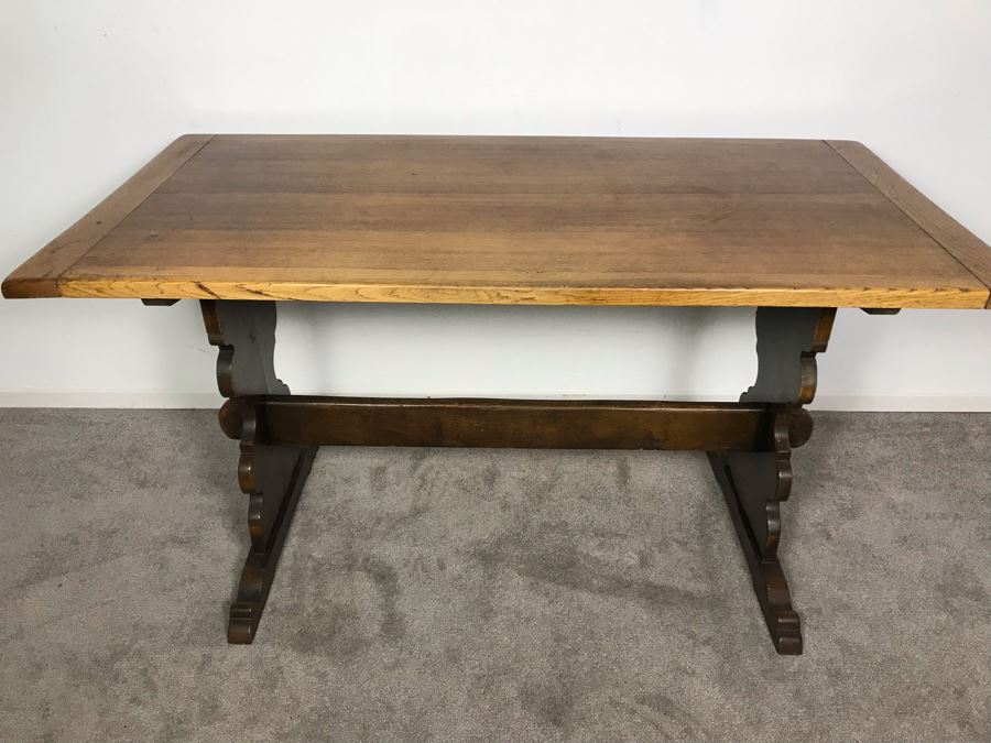 JUST ADDED - Vintage British Oak Table Desk With CC41 Board Of Trade's Utility Logo 53.5W X 27D X 29H [Photo 3]