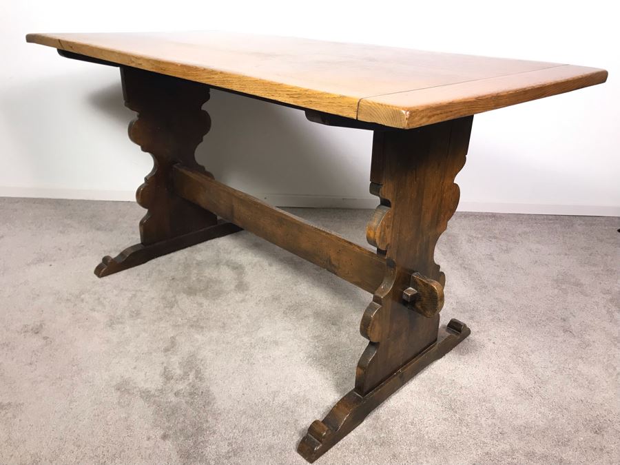 JUST ADDED - Vintage British Oak Table Desk With CC41 Board Of Trade's Utility Logo 53.5W X 27D X 29H [Photo 6]