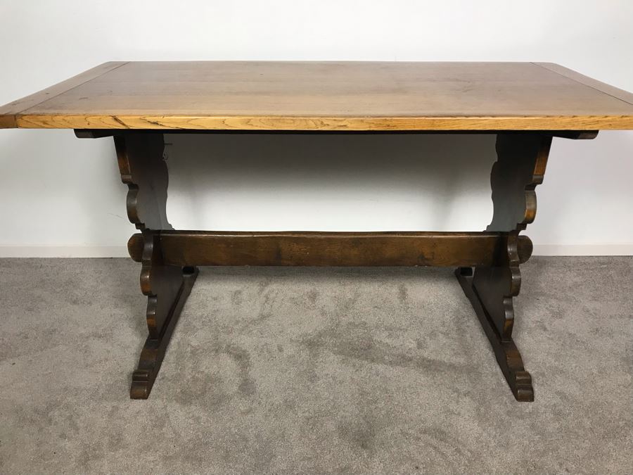 JUST ADDED - Vintage British Oak Table Desk With CC41 Board Of Trade's Utility Logo 53.5W X 27D X 29H [Photo 5]