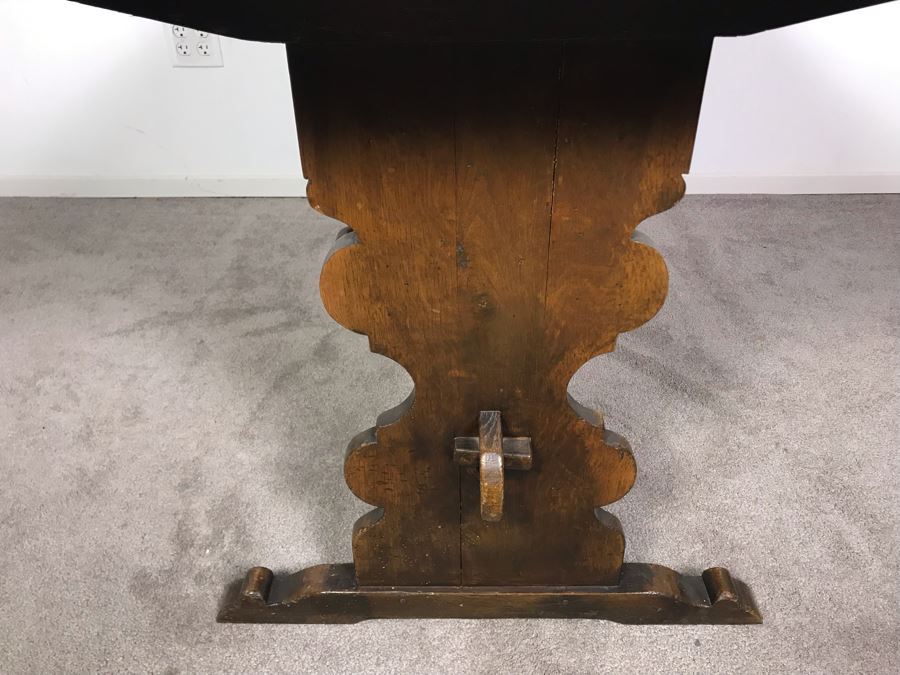 JUST ADDED - Vintage British Oak Table Desk With CC41 Board Of Trade's Utility Logo 53.5W X 27D X 29H [Photo 14]