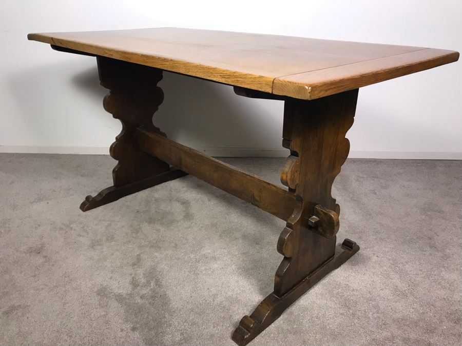 JUST ADDED - Vintage British Oak Table Desk With CC41 Board Of Trade's Utility Logo 53.5W X 27D X 29H [Photo 2]