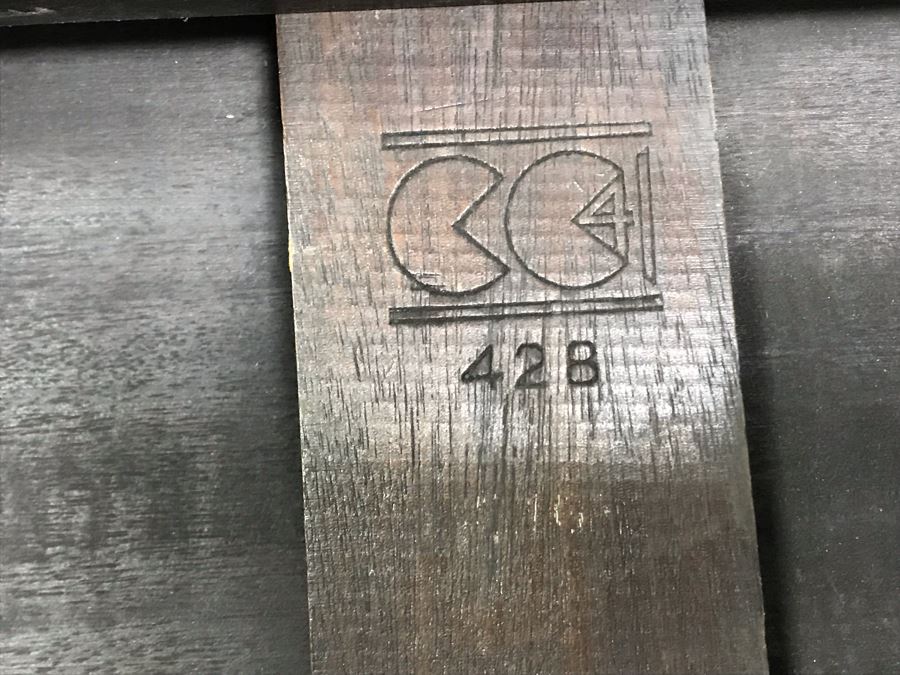 JUST ADDED - Vintage British Oak Table Desk With CC41 Board Of Trade's Utility Logo 53.5W X 27D X 29H [Photo 16]