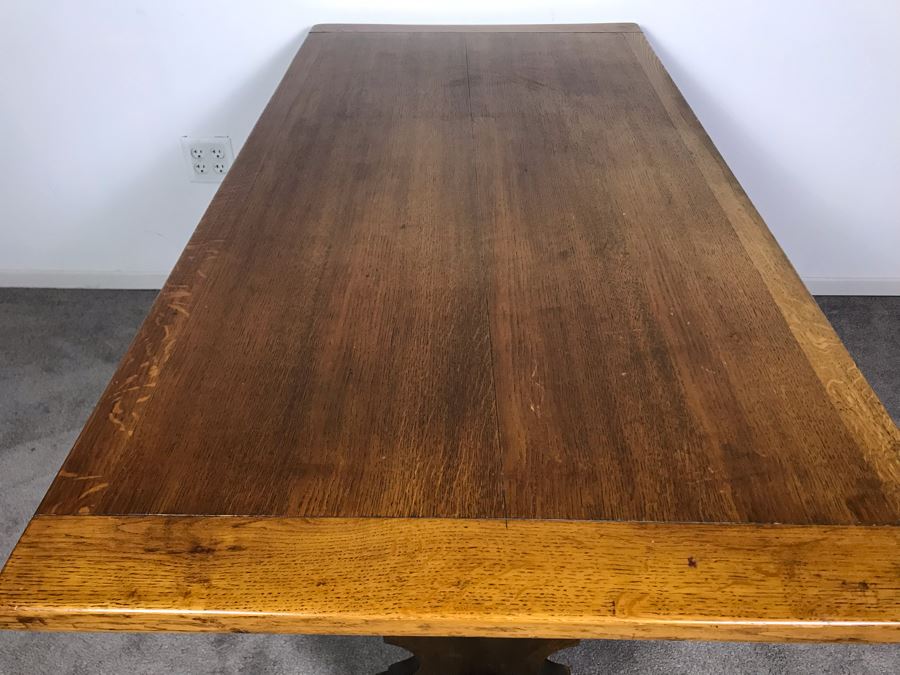 JUST ADDED - Vintage British Oak Table Desk With CC41 Board Of Trade's Utility Logo 53.5W X 27D X 29H [Photo 12]