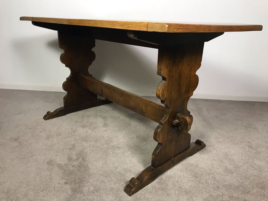 JUST ADDED - Vintage British Oak Table Desk With CC41 Board Of Trade's Utility Logo 53.5W X 27D X 29H [Photo 7]