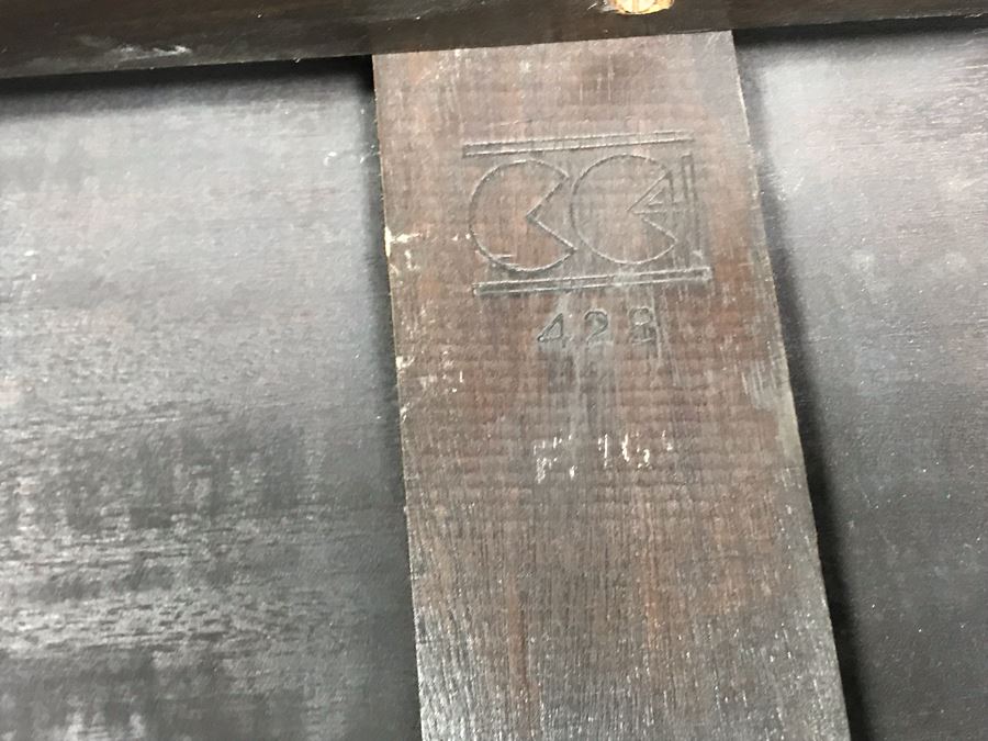 JUST ADDED - Vintage British Oak Table Desk With CC41 Board Of Trade's Utility Logo 53.5W X 27D X 29H [Photo 18]