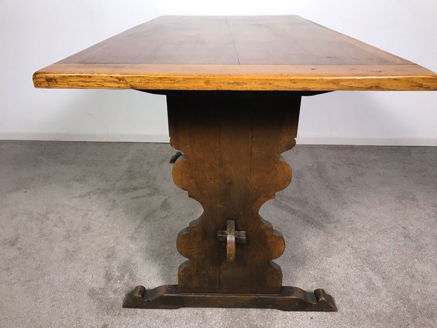 JUST ADDED - Vintage British Oak Table Desk With CC41 Board Of Trade's Utility Logo 53.5W X 27D X 29H [Photo 11]