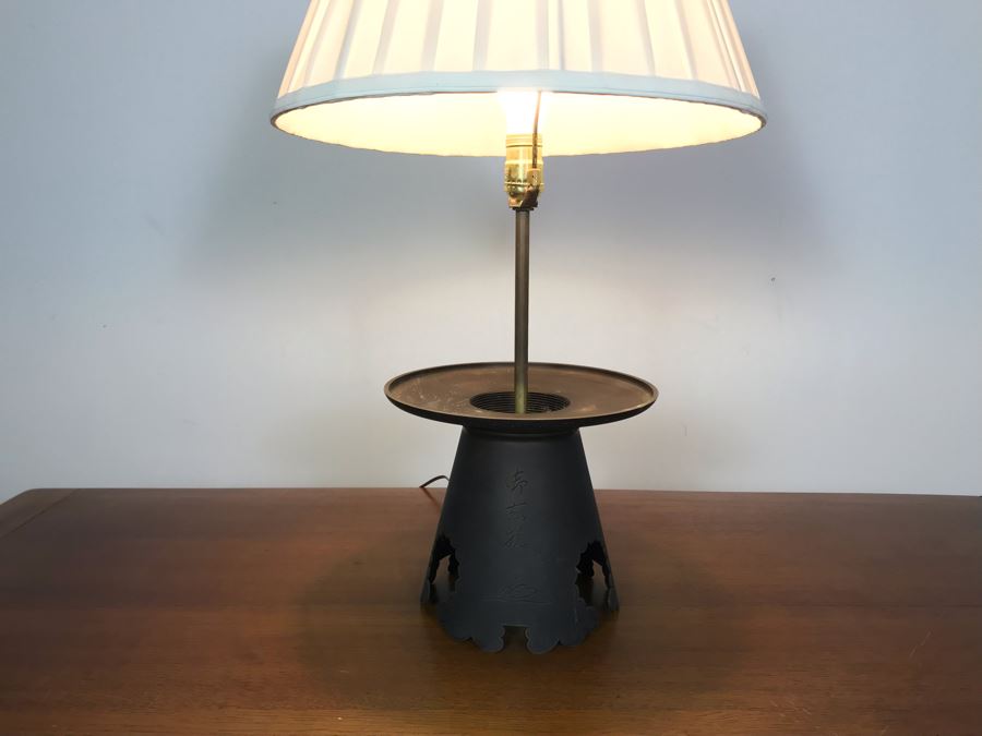 JUST ADDED - Vintage Asian Bronze Lamp 29H [Photo 3]