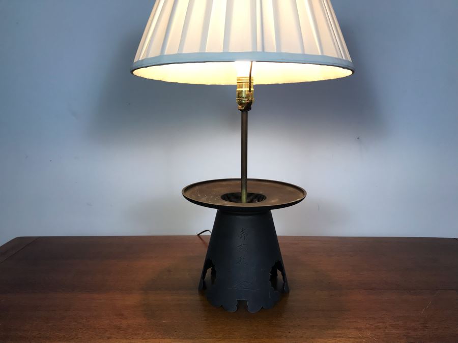 JUST ADDED - Vintage Asian Bronze Lamp 29H [Photo 2]