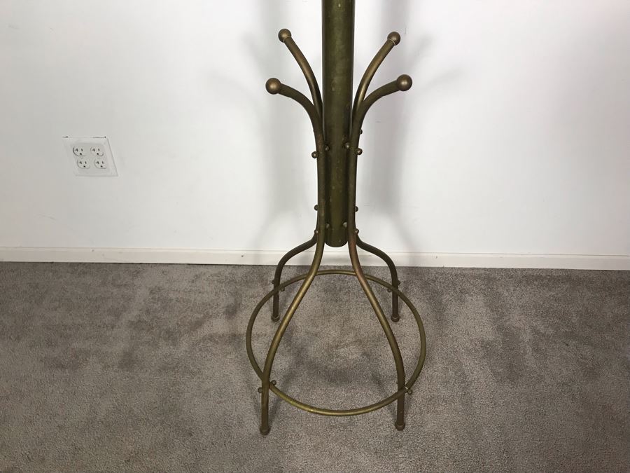 JUST ADDED - Vintage Brass Coat Rack (Missing 2 Nuts - See Photos) 70H [Photo 3]