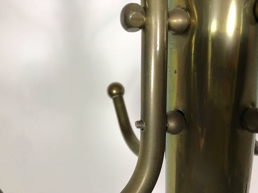 JUST ADDED - Vintage Brass Coat Rack (Missing 2 Nuts - See Photos) 70H [Photo 4]