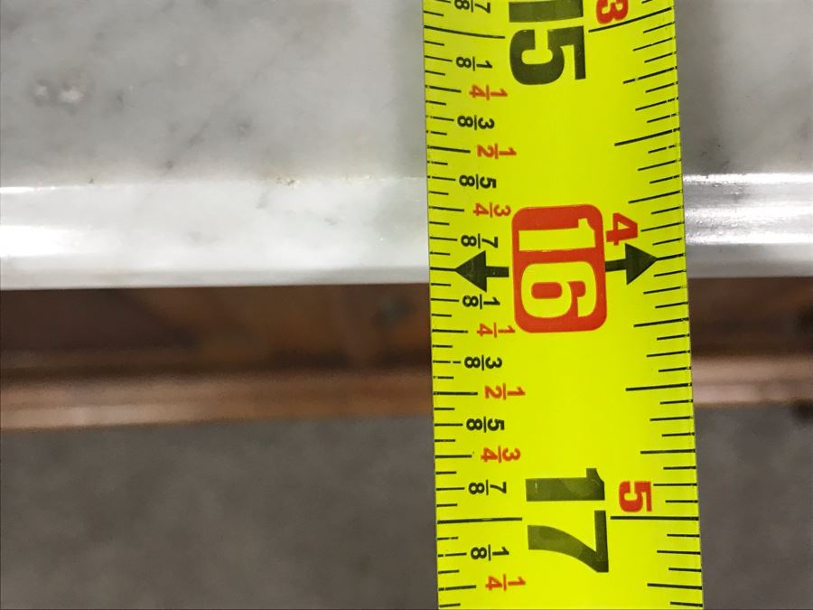 JUST ADDED - Antique Wooden Cabinet With White Marble Top 29W X 16D X 28.5H [Photo 15]