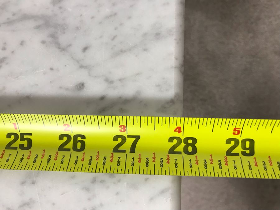 JUST ADDED - Antique Wooden Side Table With White Marble Top 28W X 20D X 17.5H [Photo 11]