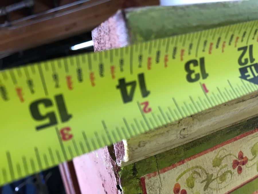 JUST ADDED - Vintage Handpainted Shabby Chic Wooden Cabinet With Vegetable Motif 37W X 14D X 71.5H [Photo 21]