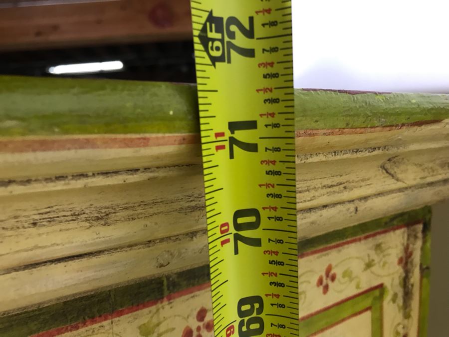 JUST ADDED - Vintage Handpainted Shabby Chic Wooden Cabinet With Vegetable Motif 37W X 14D X 71.5H [Photo 22]