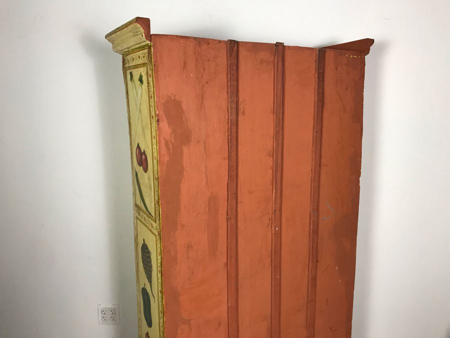 JUST ADDED - Vintage Handpainted Shabby Chic Wooden Cabinet With Vegetable Motif 37W X 14D X 71.5H [Photo 19]