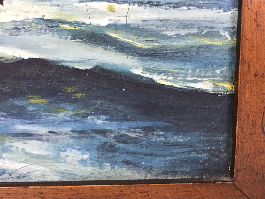 Antique Original Nautical Sailing Ship Oil Painting Appears To Be Same Artist As Adjacent Painting 10 X 12 [Photo 18]