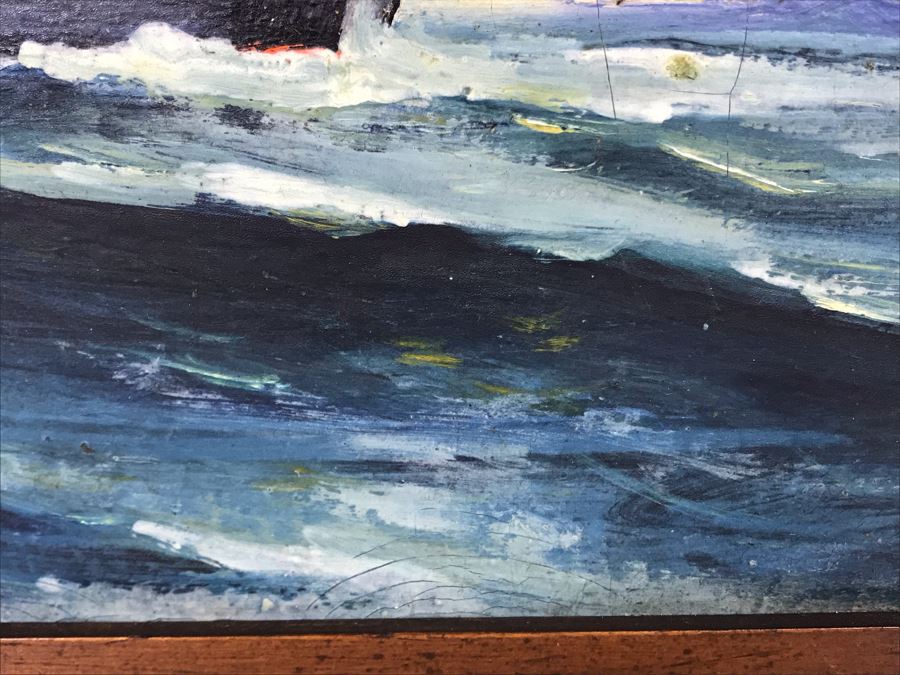 Antique Original Nautical Sailing Ship Oil Painting Appears To Be Same Artist As Adjacent Painting 10 X 12 [Photo 17]