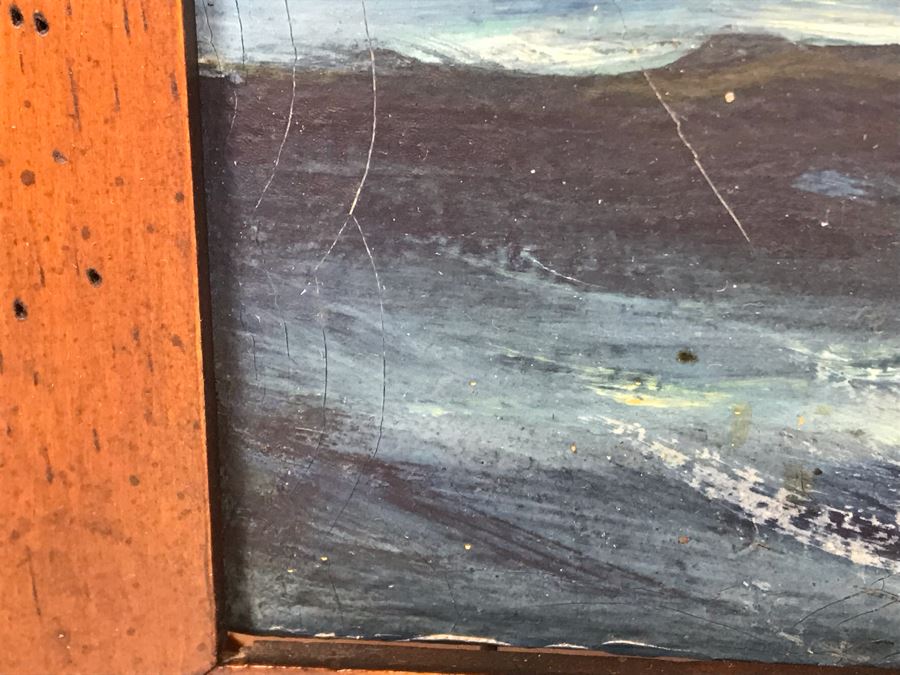Antique Original Nautical Sailing Ship Oil Painting Appears To Be Same Artist As Adjacent Painting 10 X 12 [Photo 20]