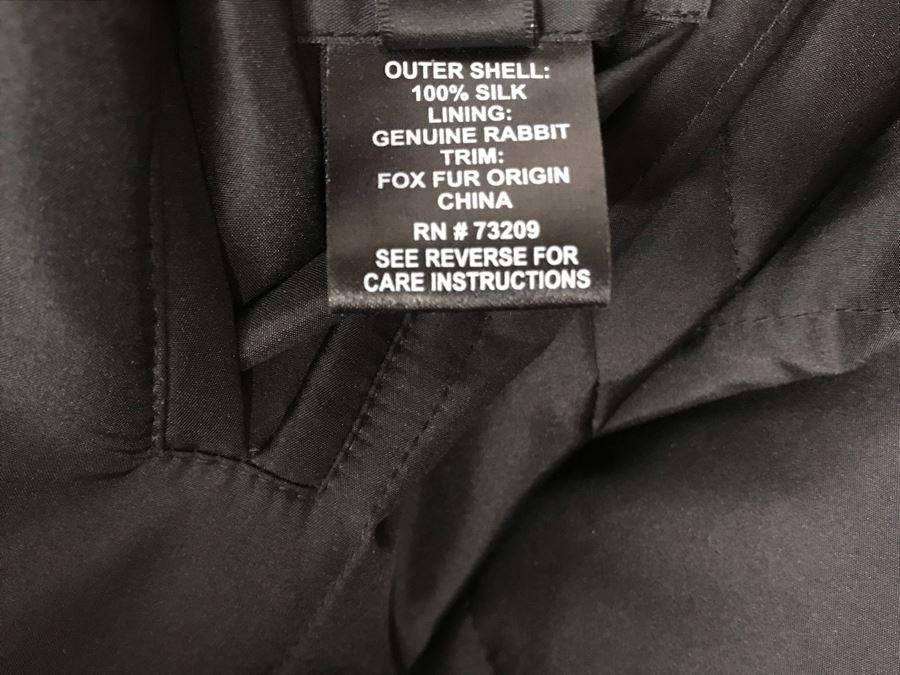 St. John Coats Silk Outer Shell Jacket With Genuine Rabbit Lining / Fox Fur Trim Size M [Photo 9]