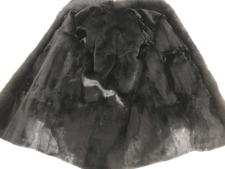 St. John Coats Silk Outer Shell Jacket With Genuine Rabbit Lining / Fox Fur Trim Size M [Photo 6]
