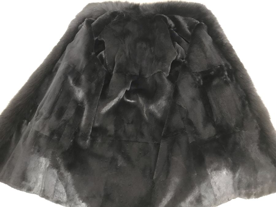 St. John Coats Silk Outer Shell Jacket With Genuine Rabbit Lining / Fox Fur Trim Size M [Photo 7]
