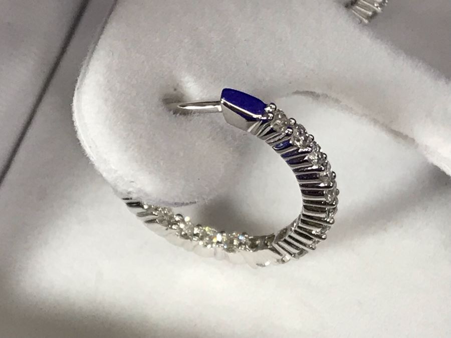 14K White Gold Diamond Hoops Earrings Apx 1.0 Total Carat Weight In Diamonds 3.7g Si-2 To I-1 Appraised Fair Market Value $800 [Photo 13]