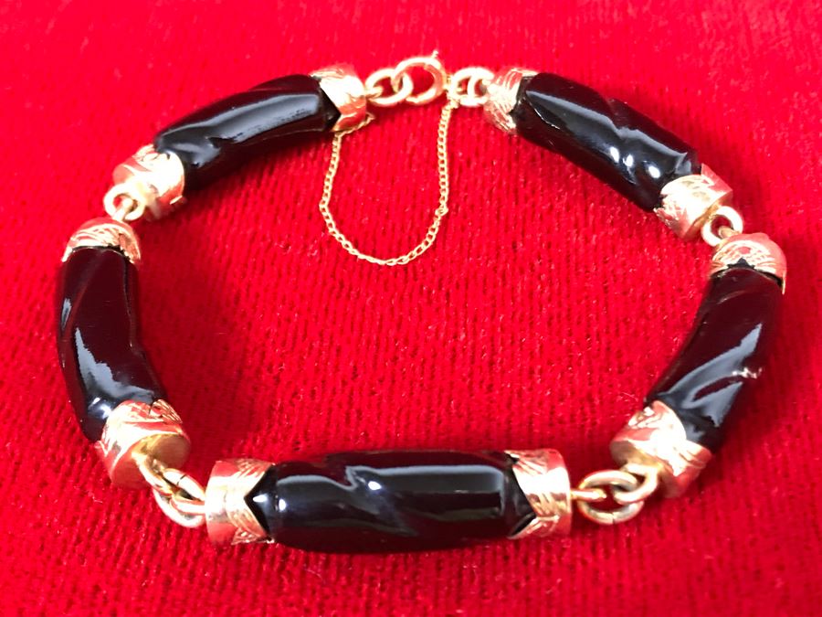 14K Yellow Gold Black Coral Bracelet Apx 5g Gold Appraised Fair Market Value $275 [Photo 4]