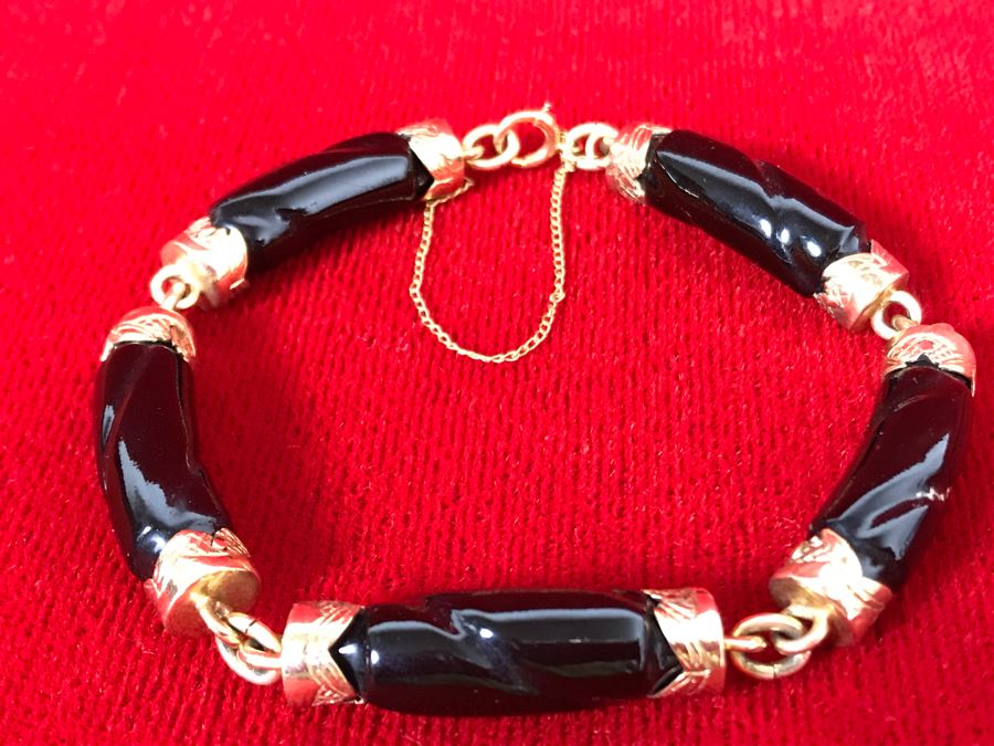 14K Yellow Gold Black Coral Bracelet Apx 5g Gold Appraised Fair Market Value $275 [Photo 5]