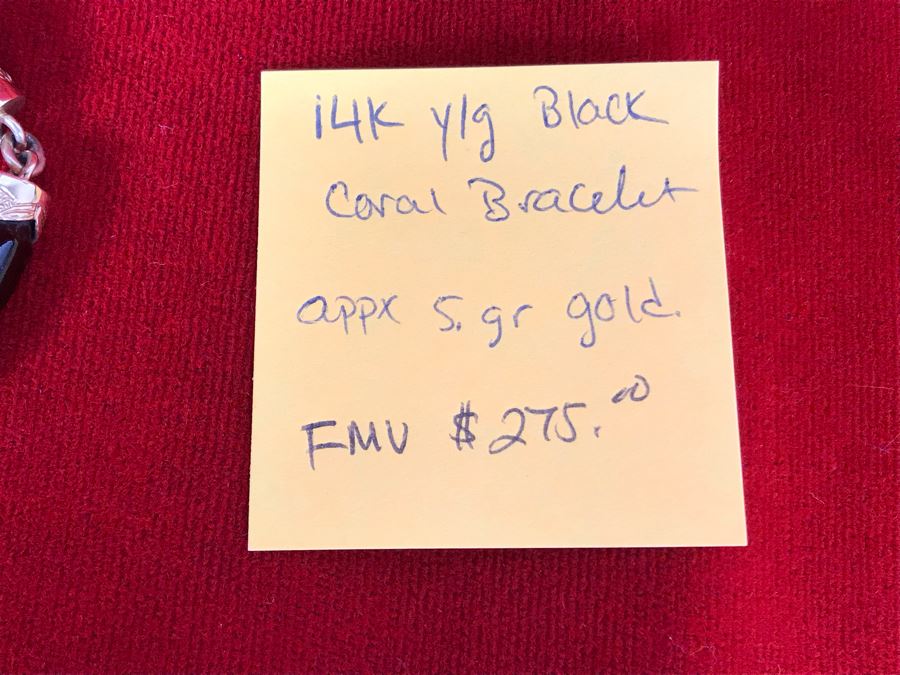 14K Yellow Gold Black Coral Bracelet Apx 5g Gold Appraised Fair Market Value $275 [Photo 6]