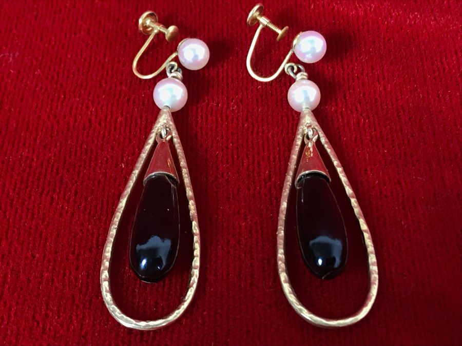 14K Yellow Gold Coral And Pearl Earrings 10.5g Appraised Fair Market Value $250 [Photo 3]