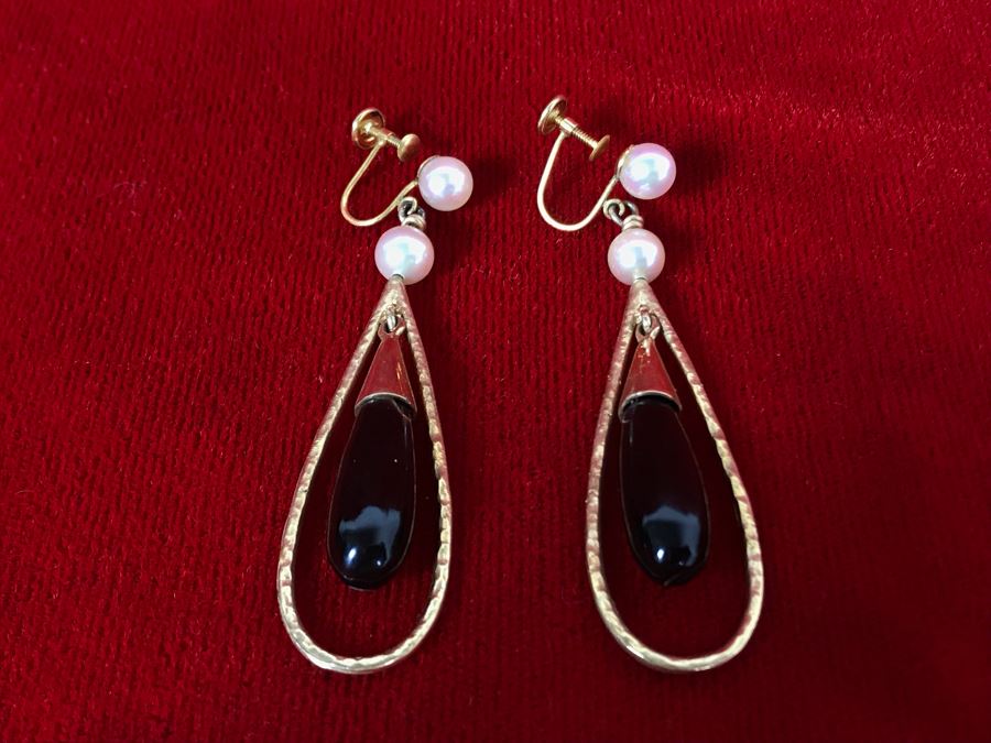 14K Yellow Gold Coral And Pearl Earrings 10.5g Appraised Fair Market Value $250 [Photo 2]